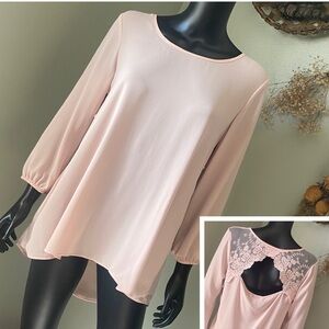 Charming Charlie Light Pink Lace Blouse Top